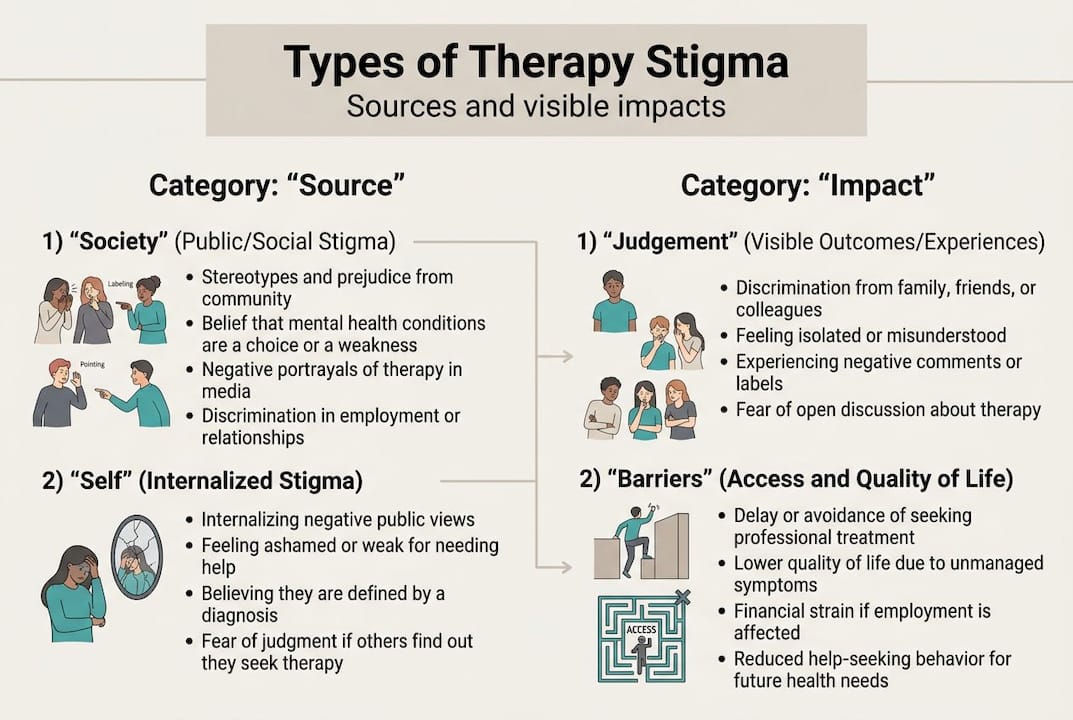 Infographic showing types of therapy stigma
