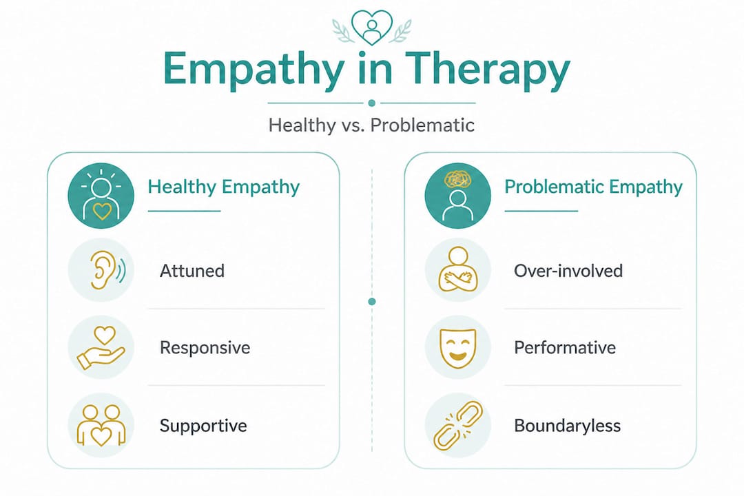 Infographic comparing healthy and problematic empathy traits