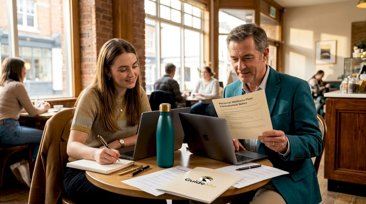 Therapist and client reviewing notes together