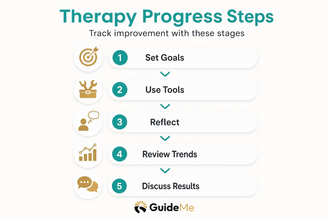 Infographic of therapy progress stages in order