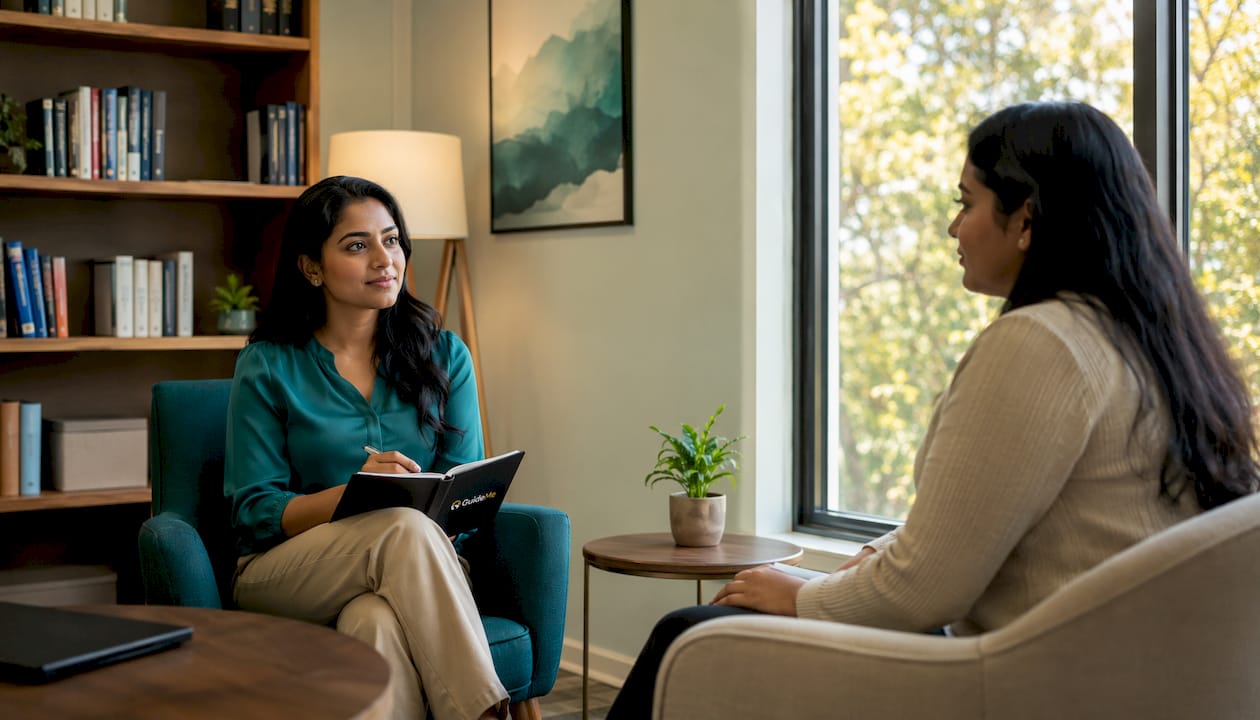 Therapist and employee in counseling session