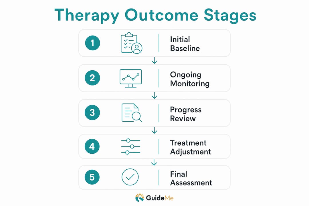 Infographic showing therapy outcome measurement stages