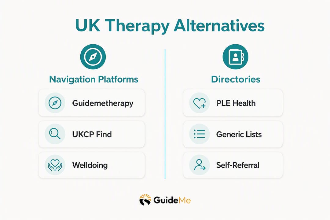 Infographic comparing two categories of UK therapy alternatives