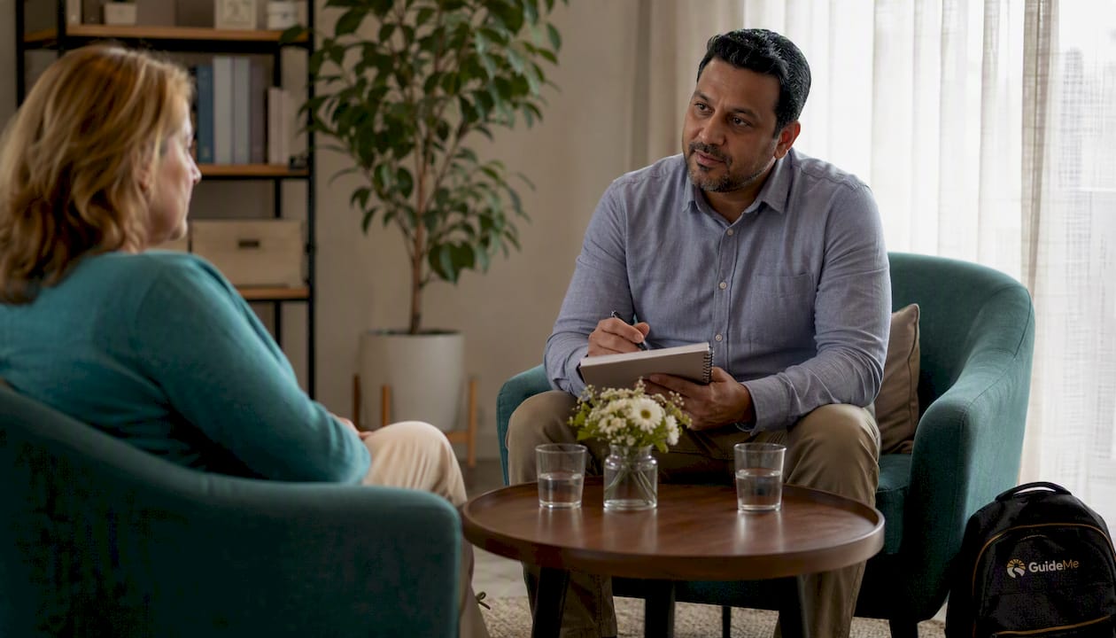 Therapist and client during first therapy session