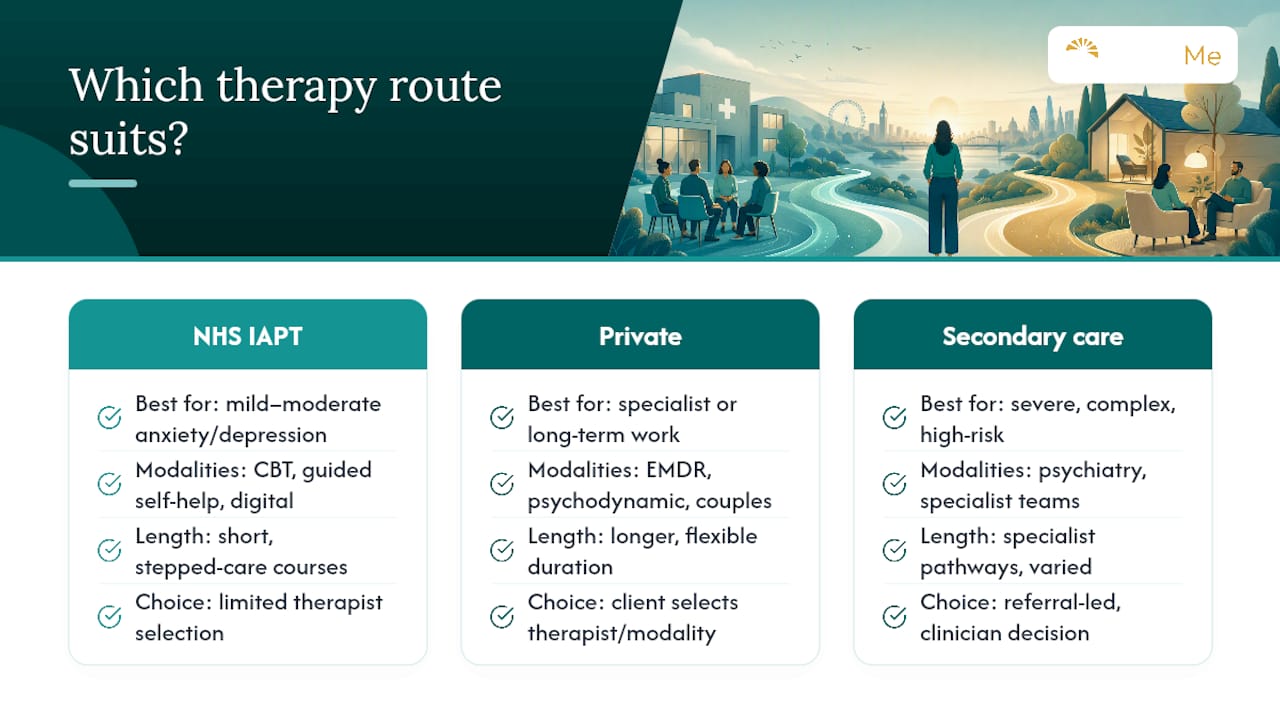 Comparison of NHS private and specialist routes
