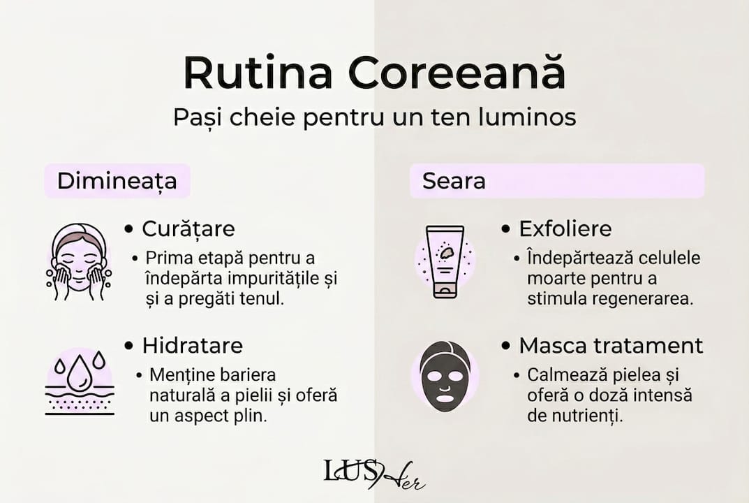 Infografic: Etapele rutinei coreene pentru un ten strălucitor