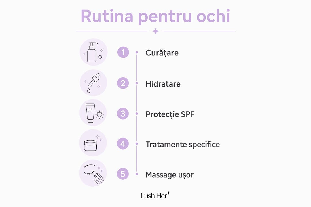 Infografic: cum să ai grijă corect de zona ochilor, pas cu pas