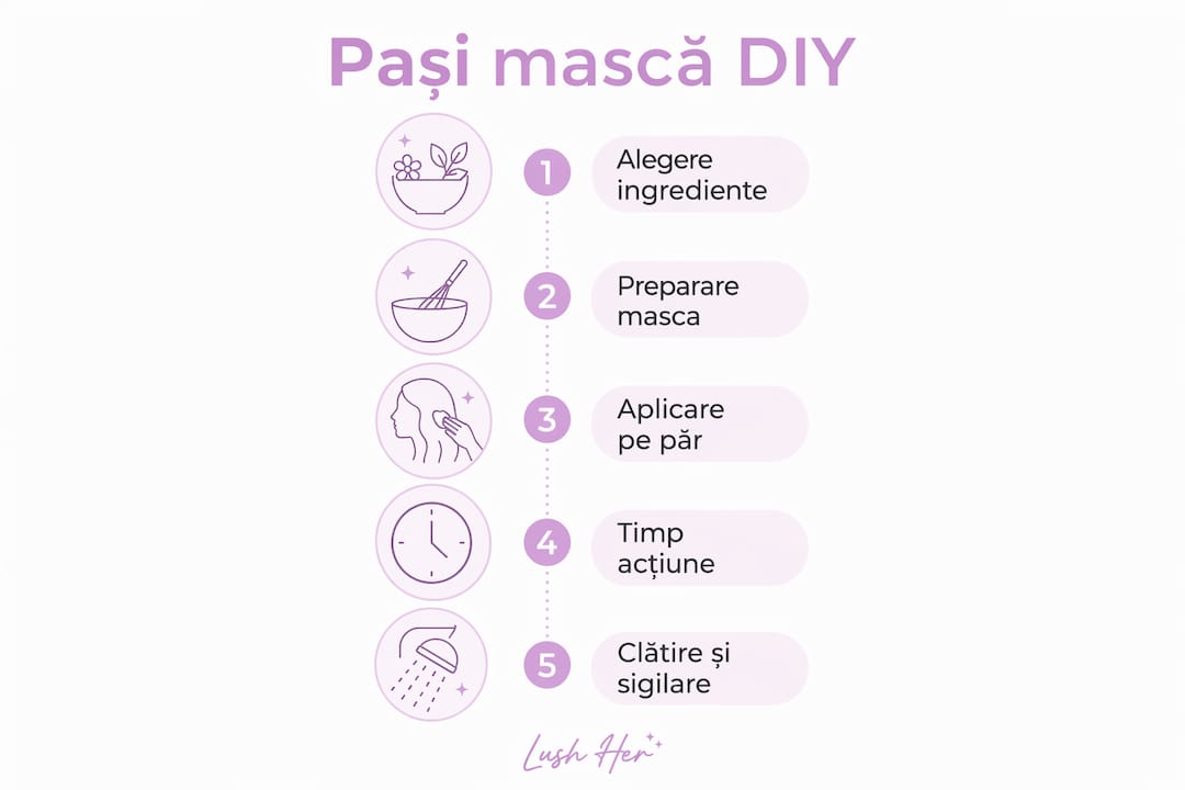 Infografic: cum să prepari pas cu pas o mască de păr