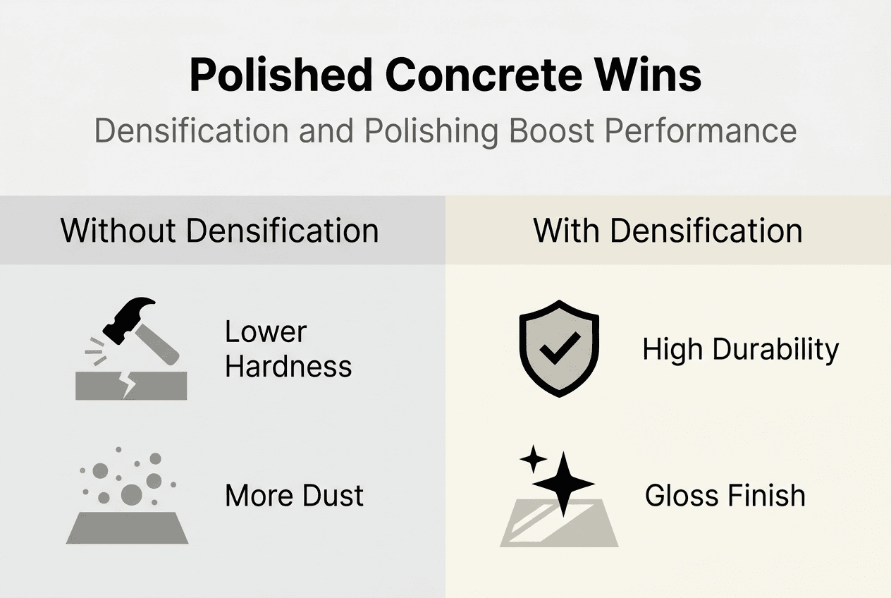 Infographic on densified polished concrete benefits