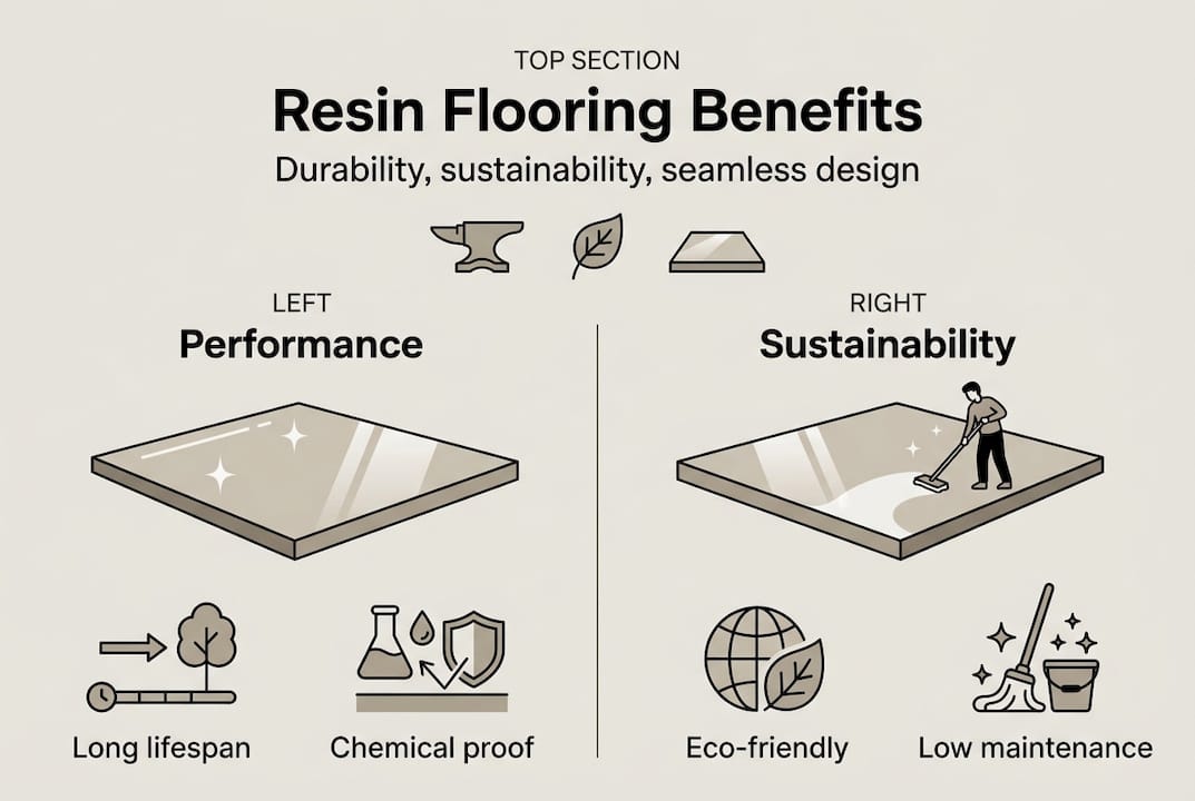 Infographic showing resin flooring advantages