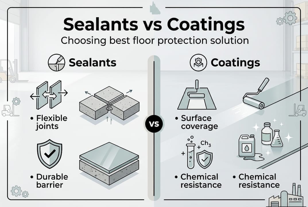 Infographic comparing sealants and coatings features