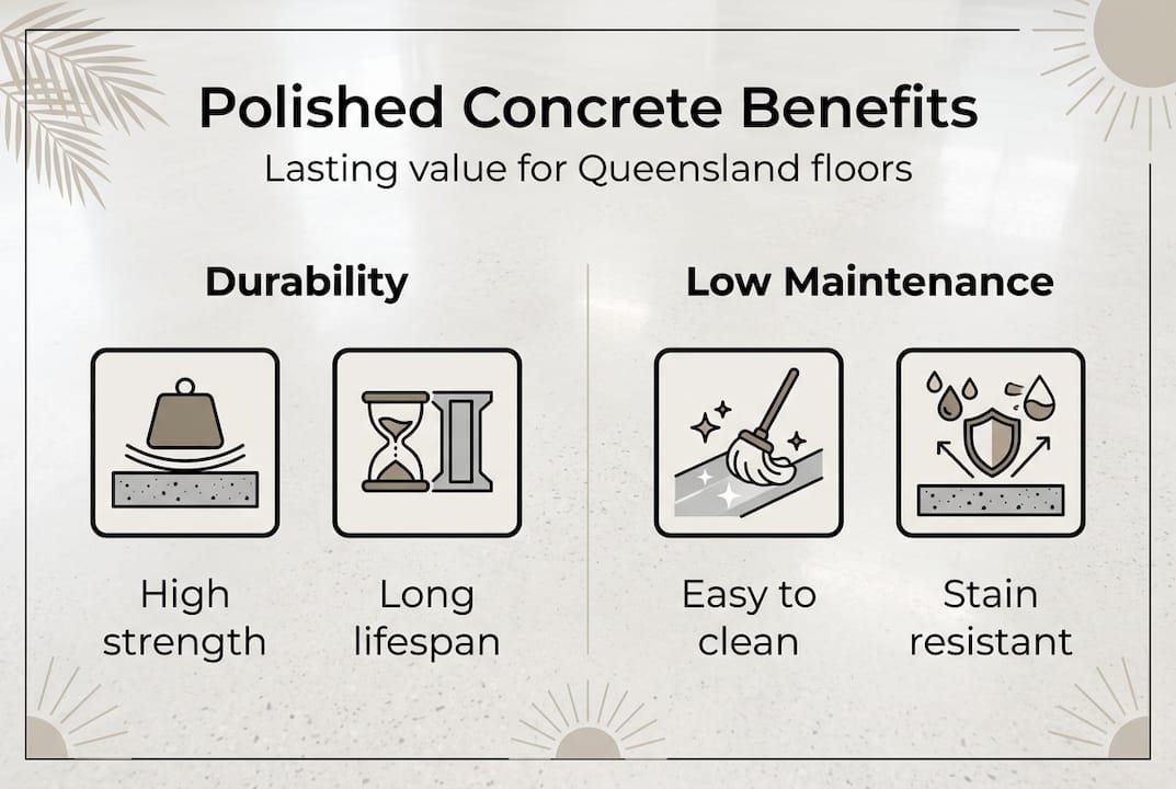 Infographic summarising polished concrete benefits