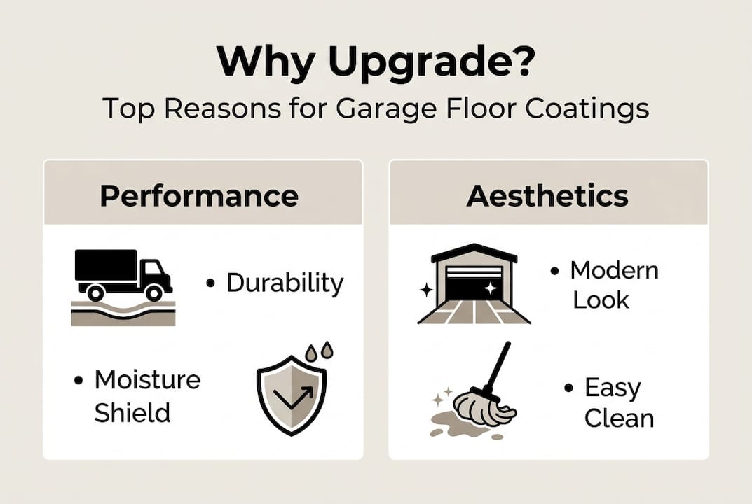 Infographic of garage floor upgrade benefits