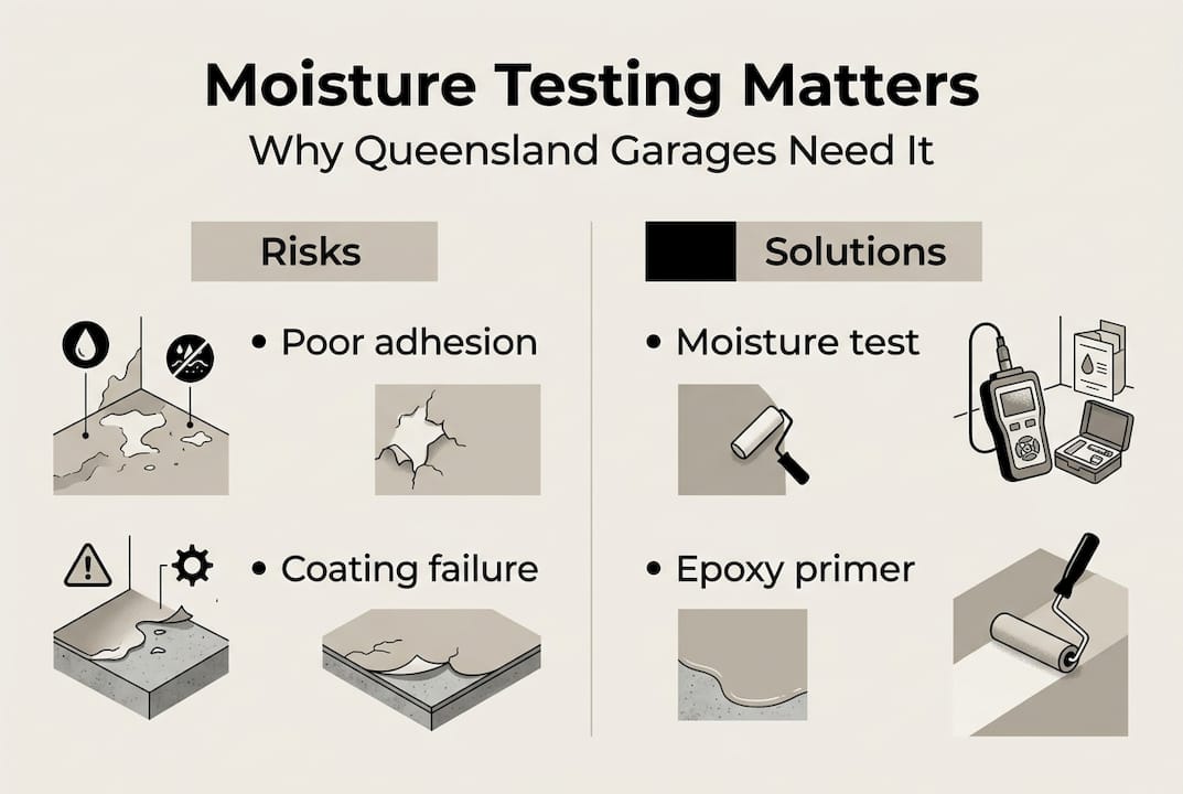 Infographic on moisture risks and solutions for epoxy floors