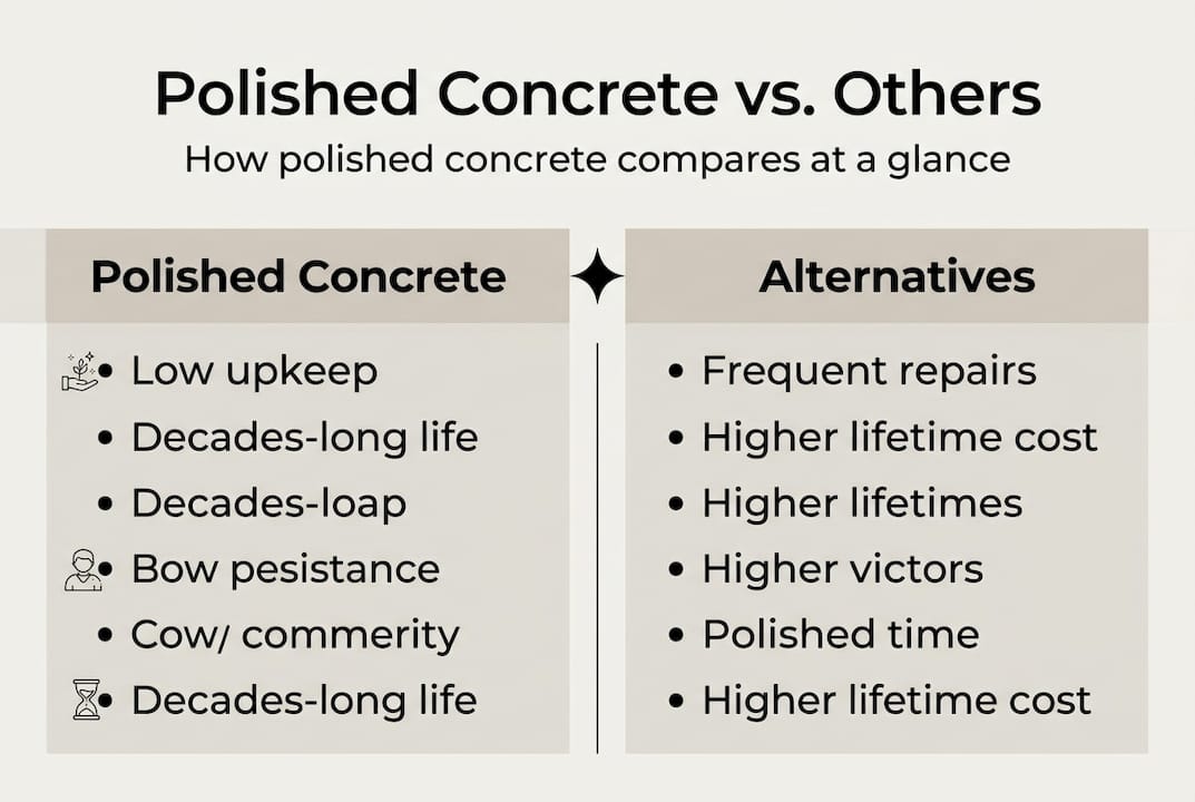 Infographic comparing polished concrete to alternatives
