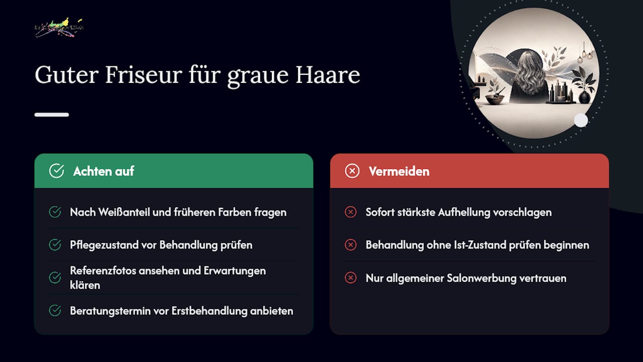 Woran erkennt man einen guten Friseur für graue Haare? — overview diagram