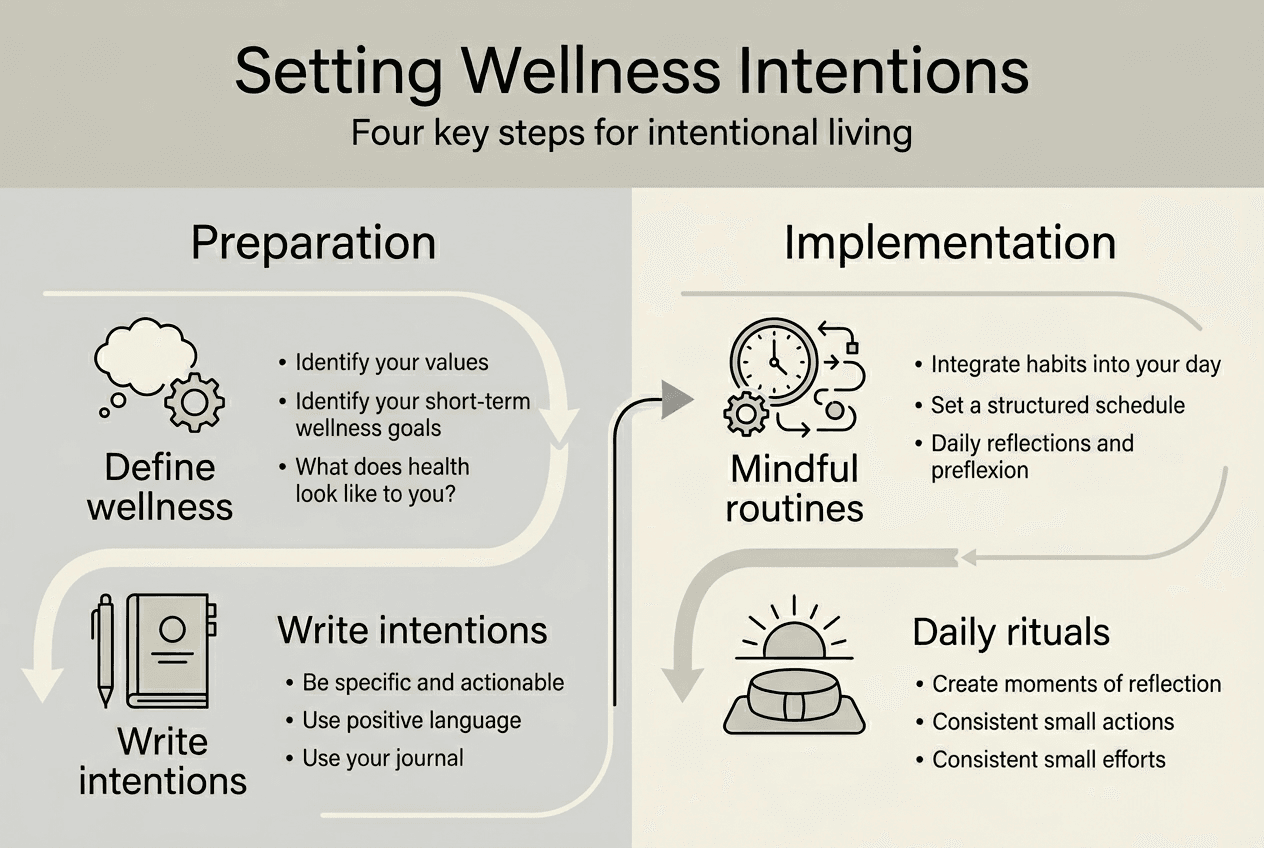 Infographic on wellness intentions step-by-step