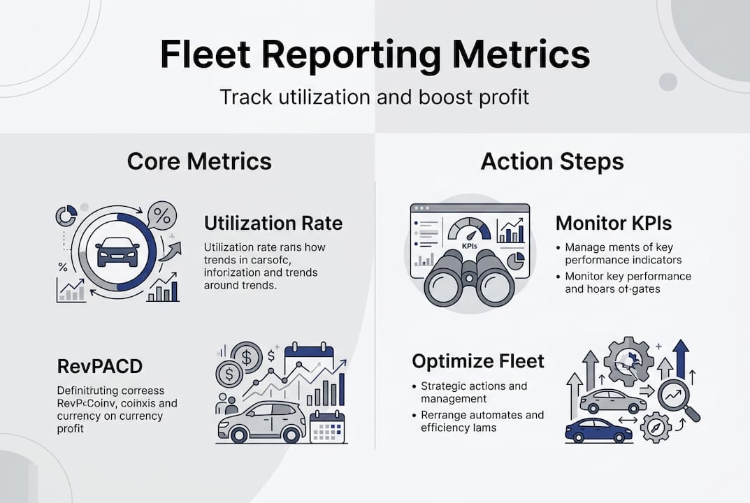 Infographic with key fleet reporting metrics and actions