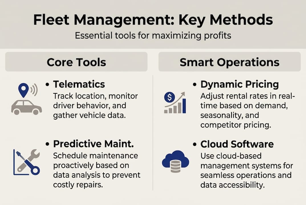 Infographic showing fleet management key methods