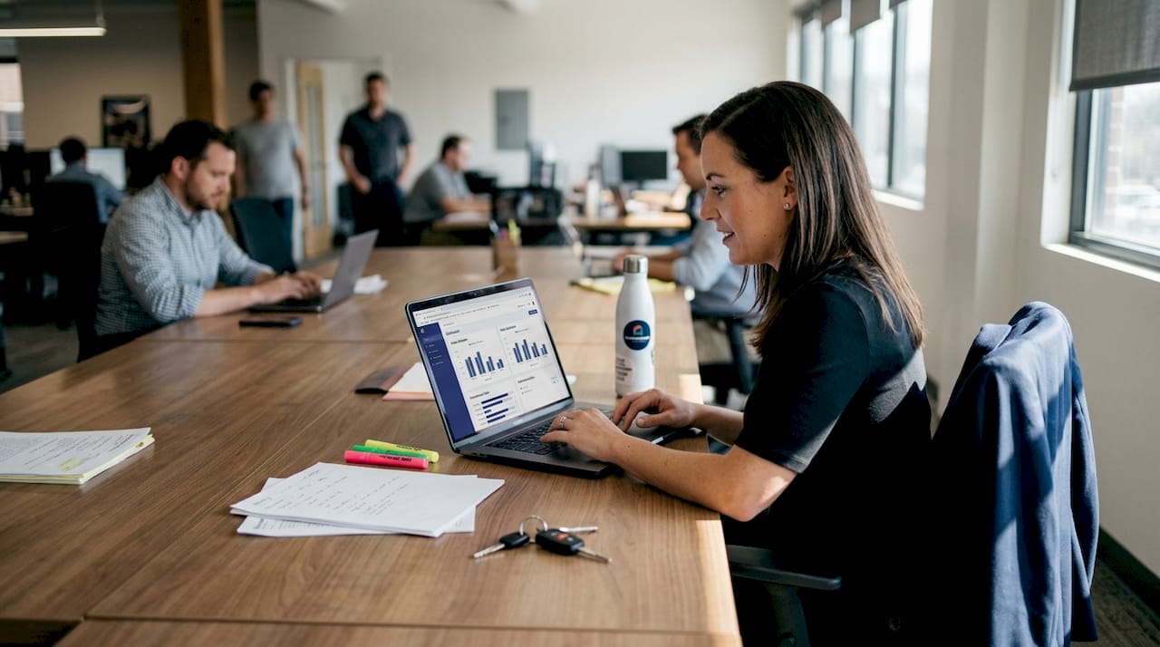 Supervisor viewing rental analytics dashboard