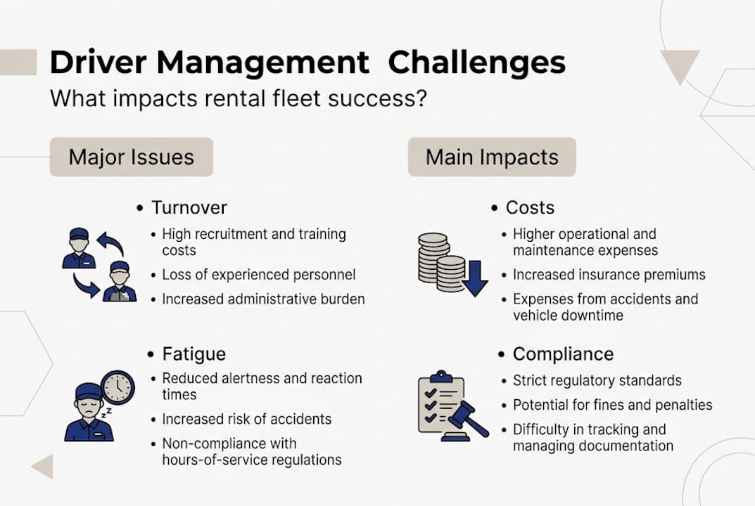 Infographic outlining rental fleet driver challenges