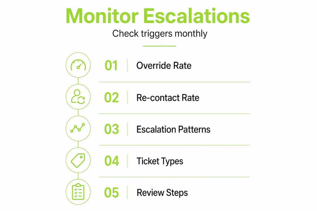 Vertical infographic steps for escalation monitoring