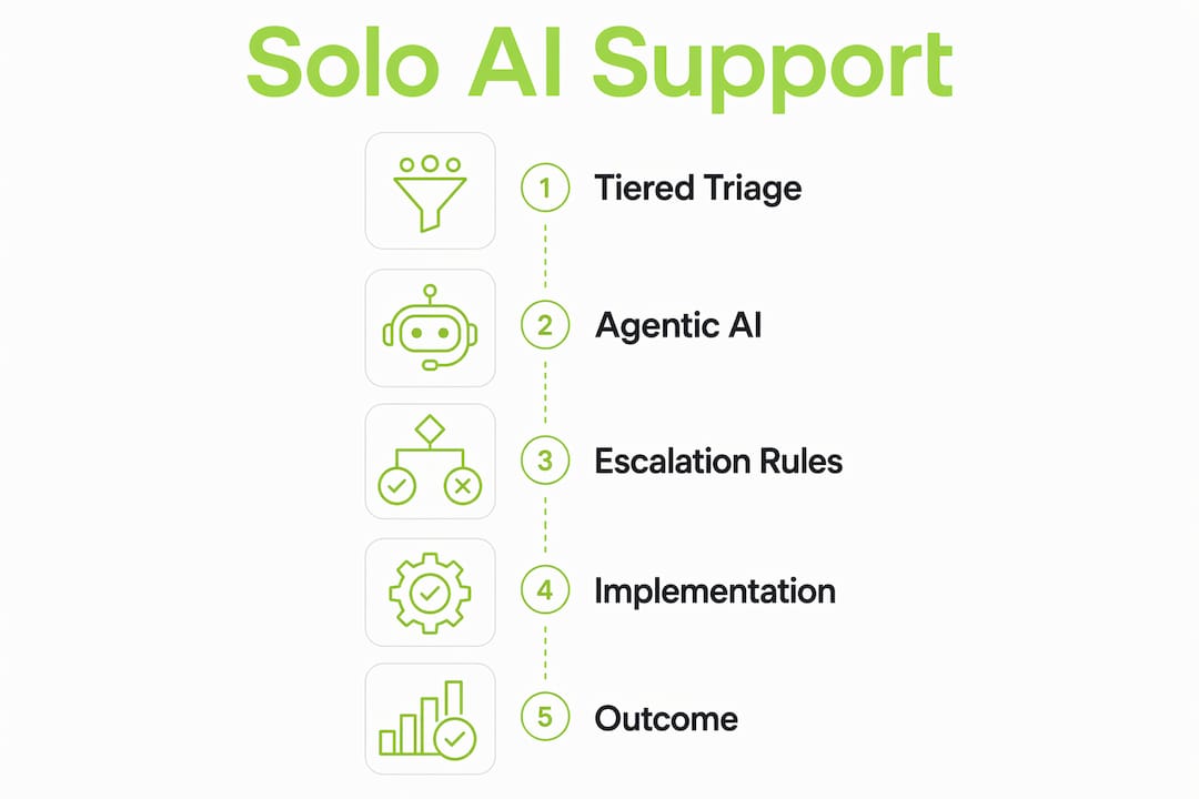 Infographic showing AI support workflow steps