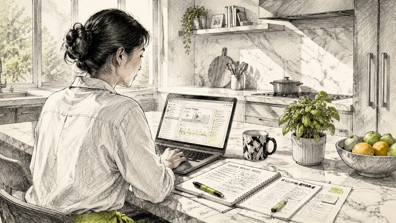 Woman analyzing behavioral data on laptop