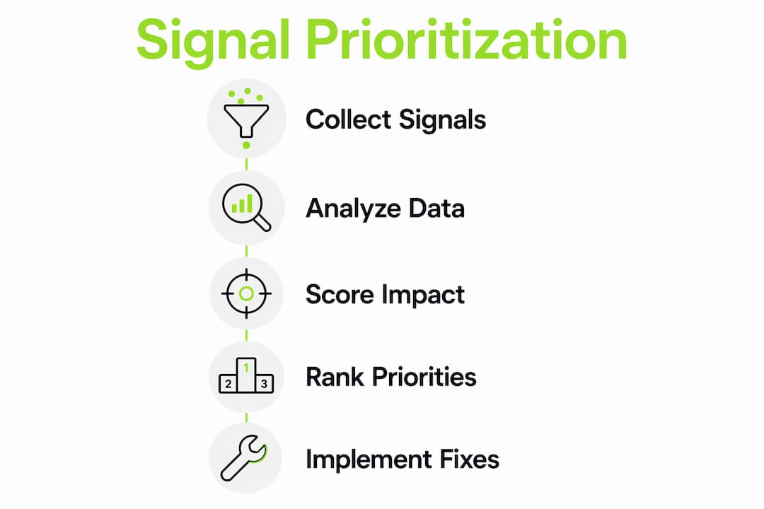 Infographic showing AI signal prioritization steps