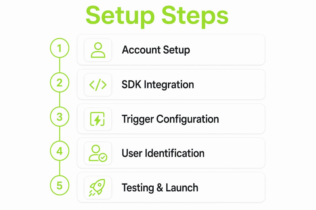 Infographic outlining steps for in-app feedback setup