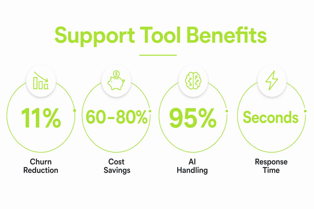 Infographic showing benefits of in-app support tools