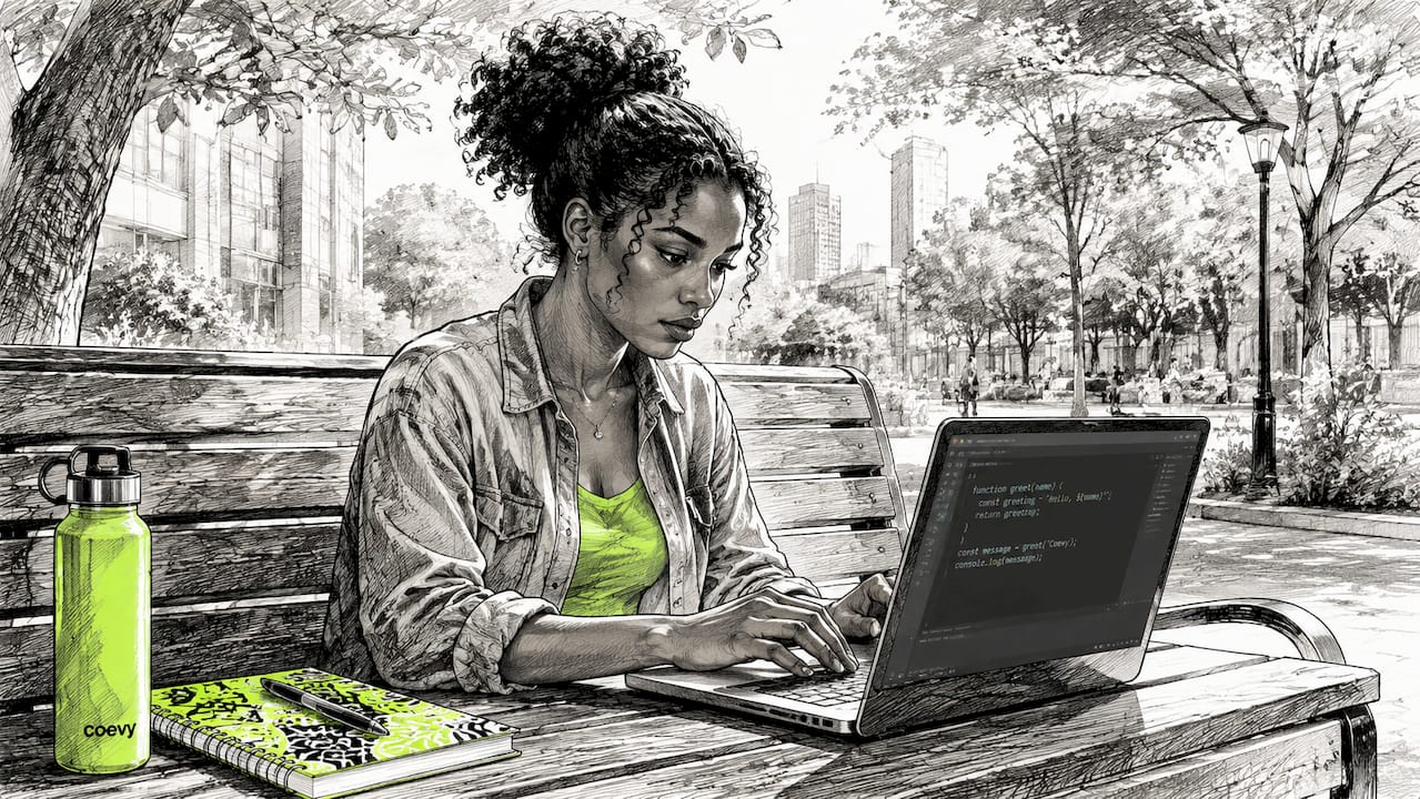 Woman embedding support widget code on laptop