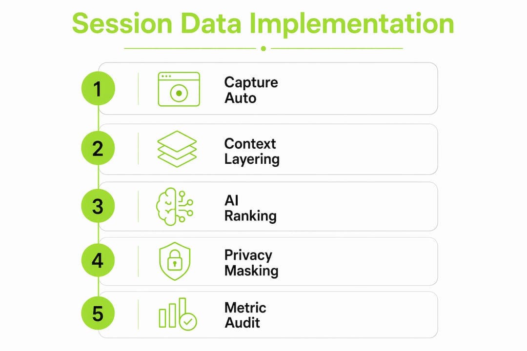 Infographic of implementation steps for session data