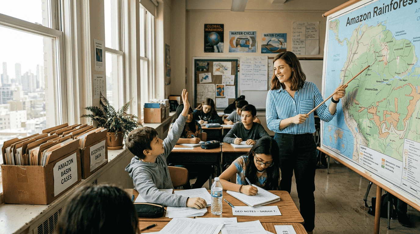Teacher discusses Amazon case study with students