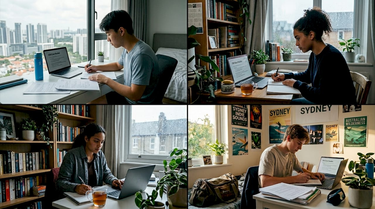 Split-screen of global remote tutoring students