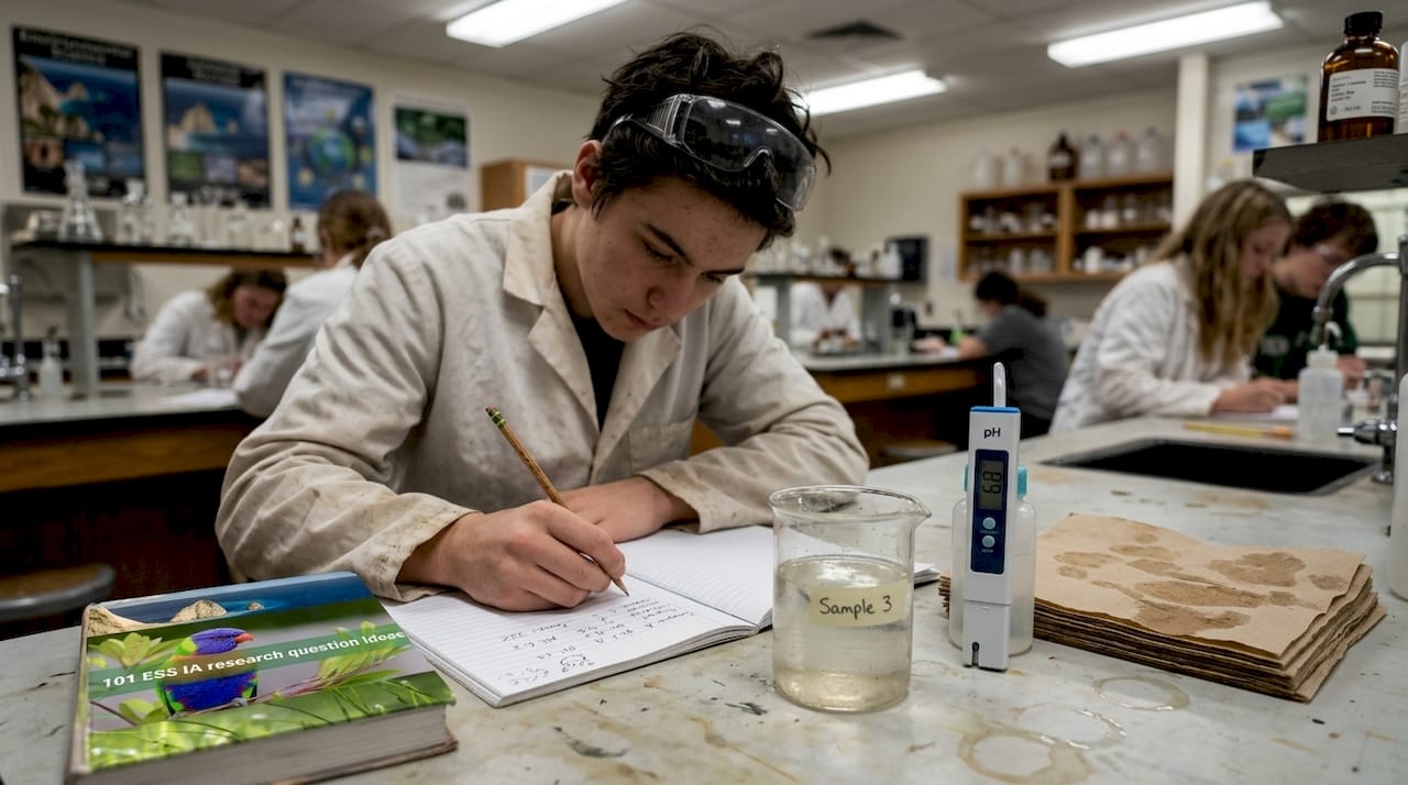 Student recording results during science lab experiment