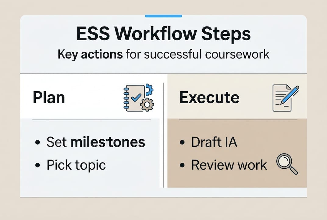 Infographic showing IB ESS workflow steps