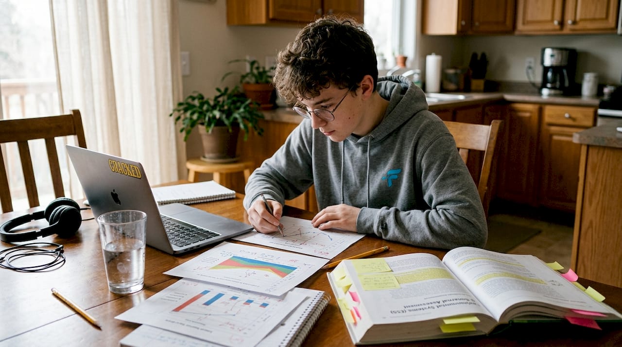 Student organizing data for internal assessment project