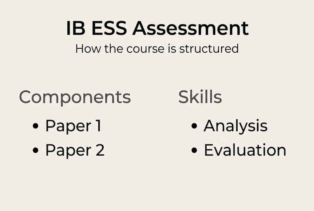 Infographic outlining IB ESS assessment structure