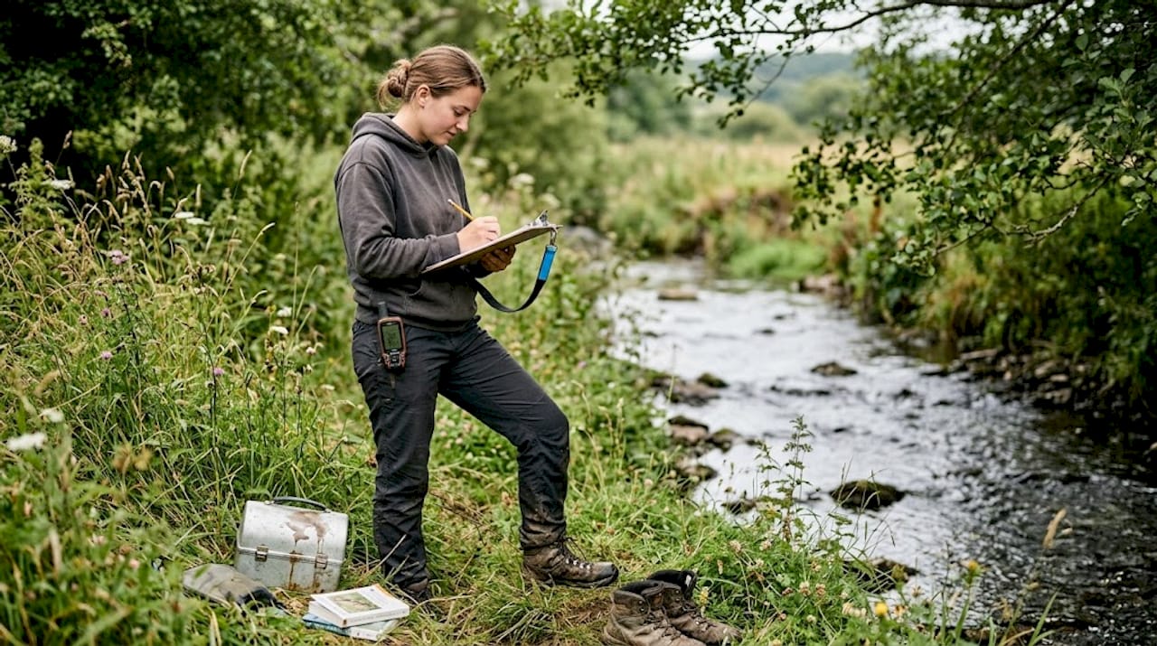 Student conducts fieldwork at restoration site