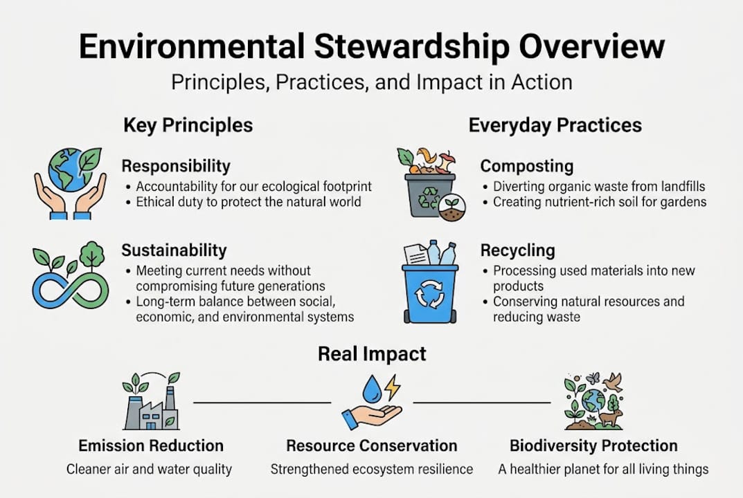 Infographic illustrating stewardship principles and practices