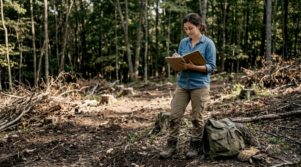Student documenting tropical forest deforestation