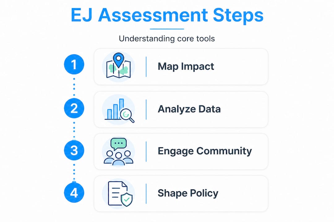 Infographic showing four steps of EJ assessment