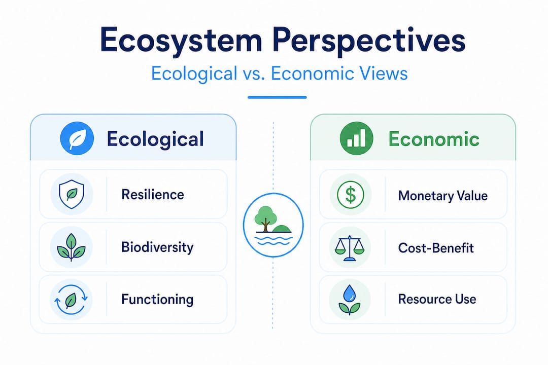 Infographic comparing ecological and economic ecosystem perspectives
