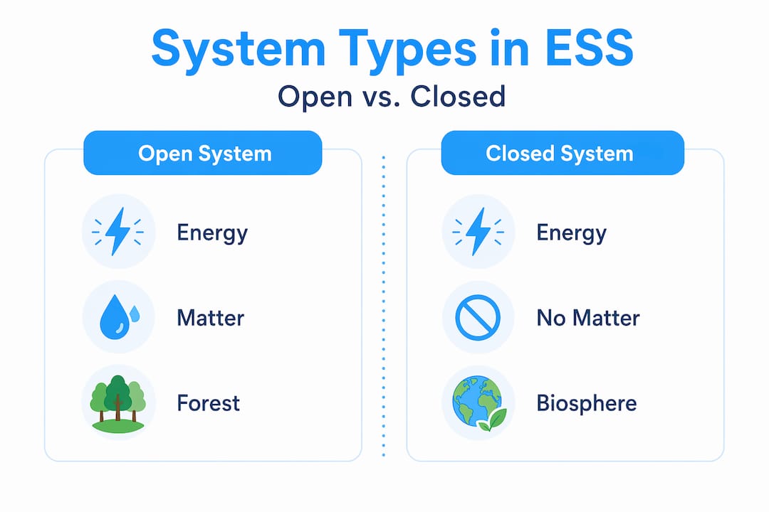 Infographic comparing open and closed system types
