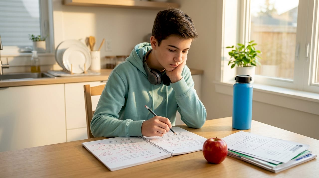Teen student reflecting on written teacher feedback