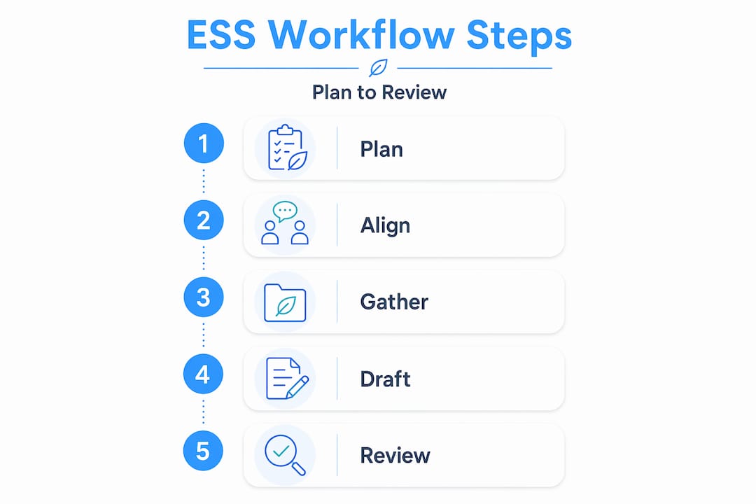Infographic outlining ESS workflow process steps