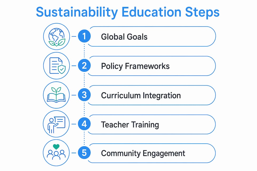 Infographic illustrating steps in sustainability education