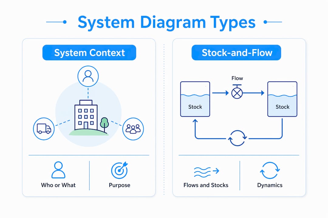 Infographic comparing system diagram types