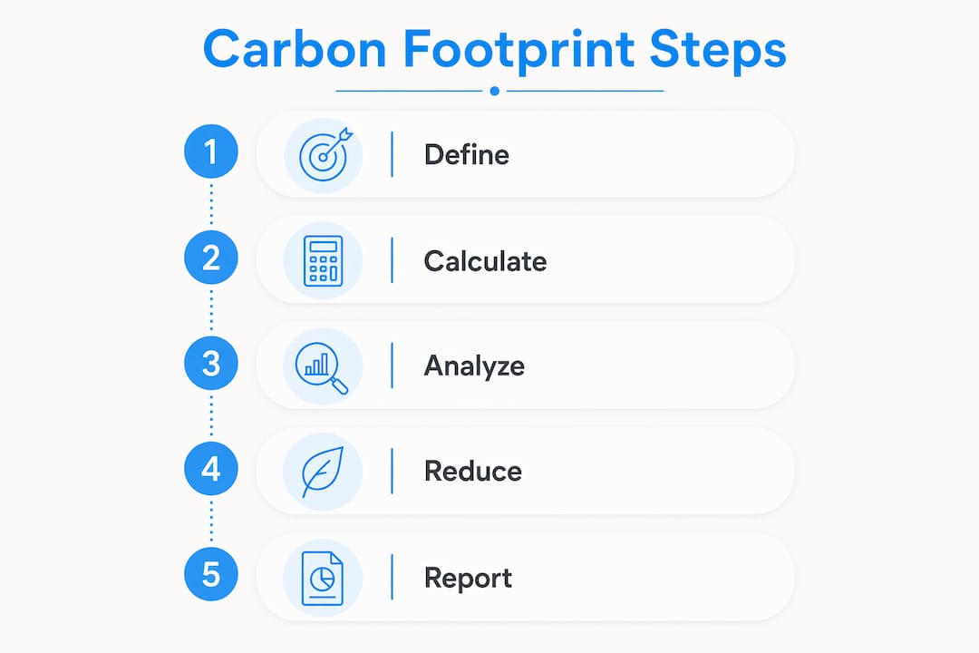 Infographic illustrating carbon footprint calculation steps